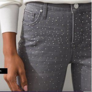 Chico’s Slimming Embellished Scattered Stones Girlfriend Ankle Jeans - US 6R